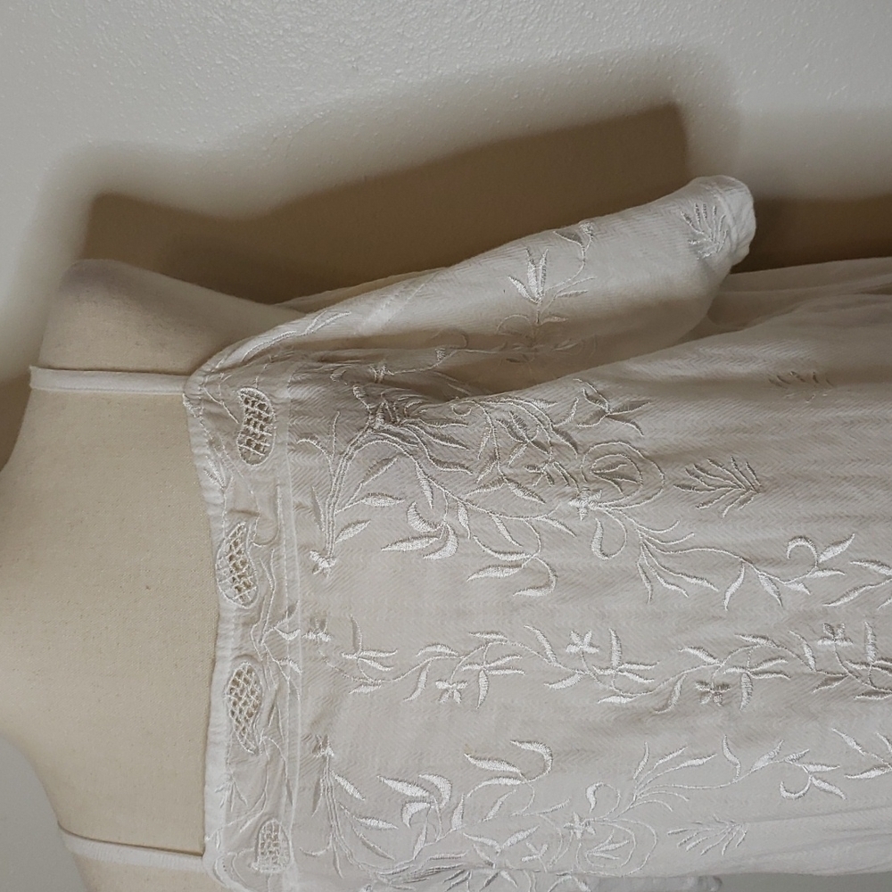 Lucky Brand White  Embroidered Lacy Top Cold Shoulder Feminine Blouse Summer - Picture 12 of 16